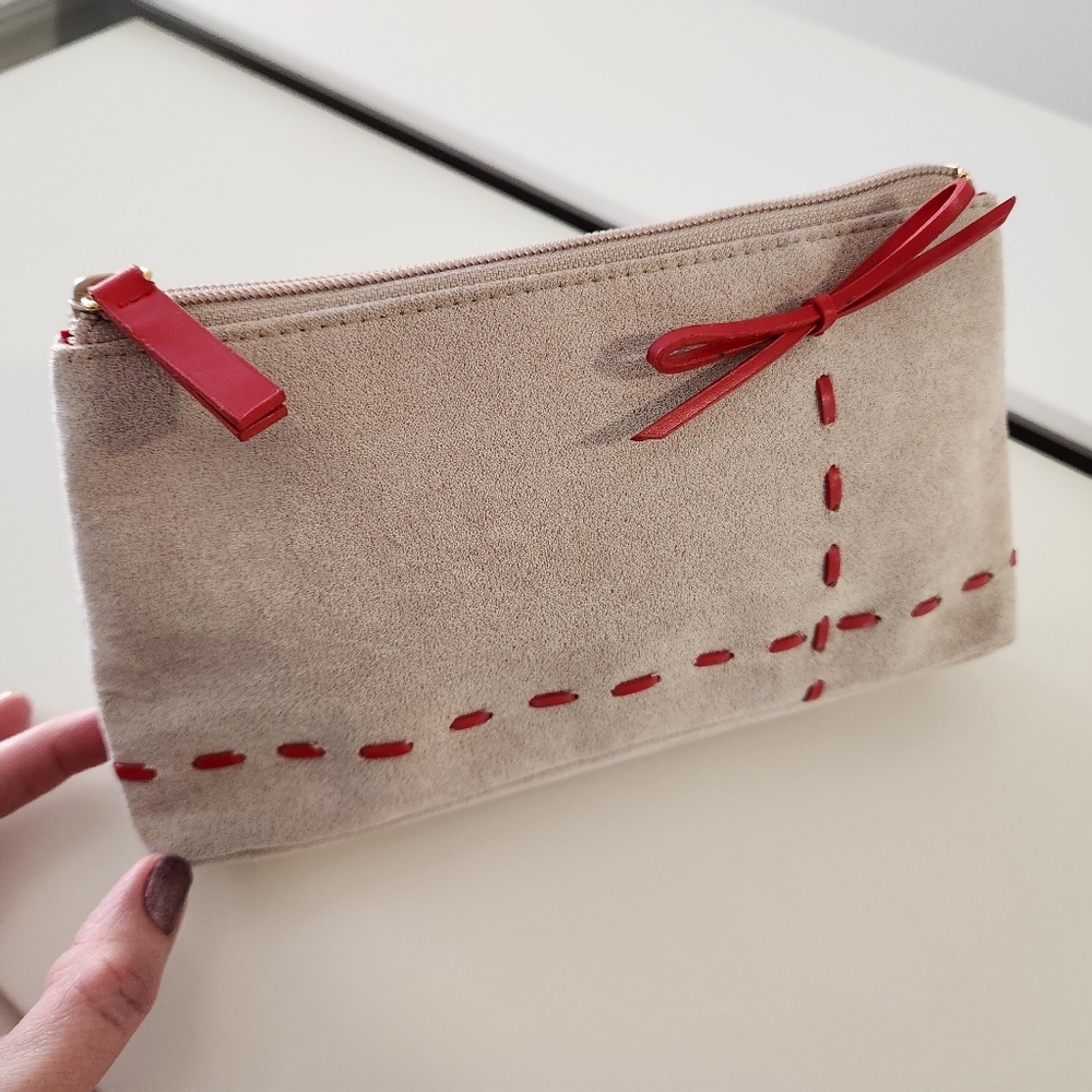 Saks Fifth Avenue Suede Makeup Bag